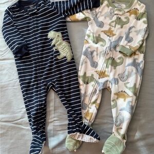 Carter's Navy Striped and Dinosaur Print Footies